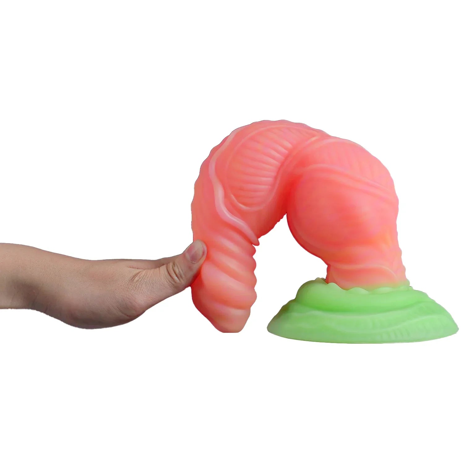 9 Inch Ribbed Glow In The Dark Monster Knotted Dildo - DOG KNOT LUXE