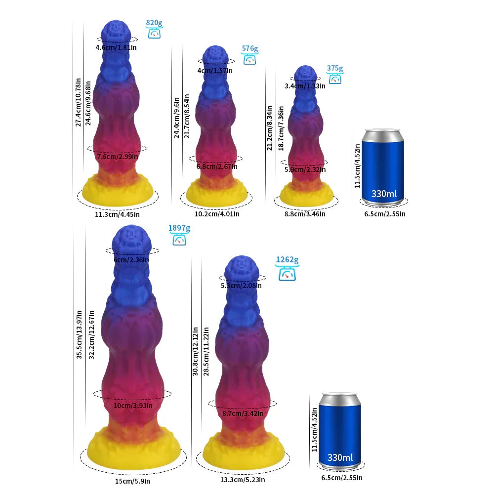 13 Inch Fantasy Monster Knotted Dildo with Suction Cup - DOG KNOT LUXE