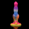 8 Inch Glow In The Dark Rainbow Dog Dildo