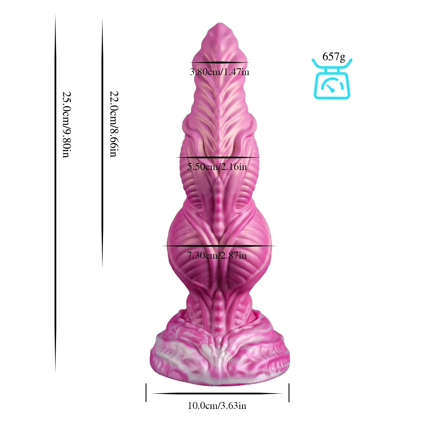 9 Inch Ribbed Glow In The Dark Monster Knotted Dildo - DOG KNOT LUXE