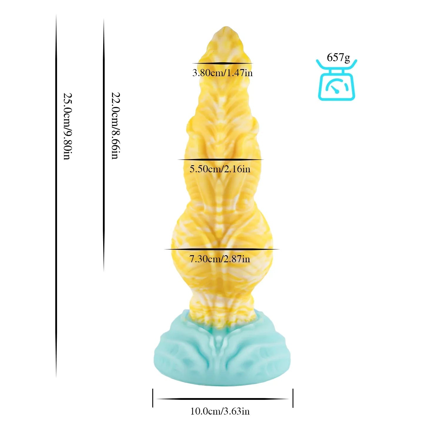 9 Inch Ribbed Glow In The Dark Monster Knotted Dildo - DOG KNOT LUXE