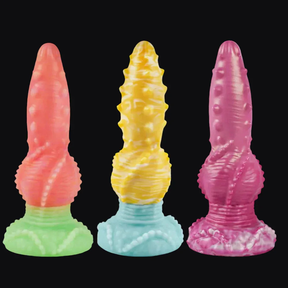 9 Inch Glow In The Dark Spiked Fantasy Knot Dildo - DOG KNOT LUXE